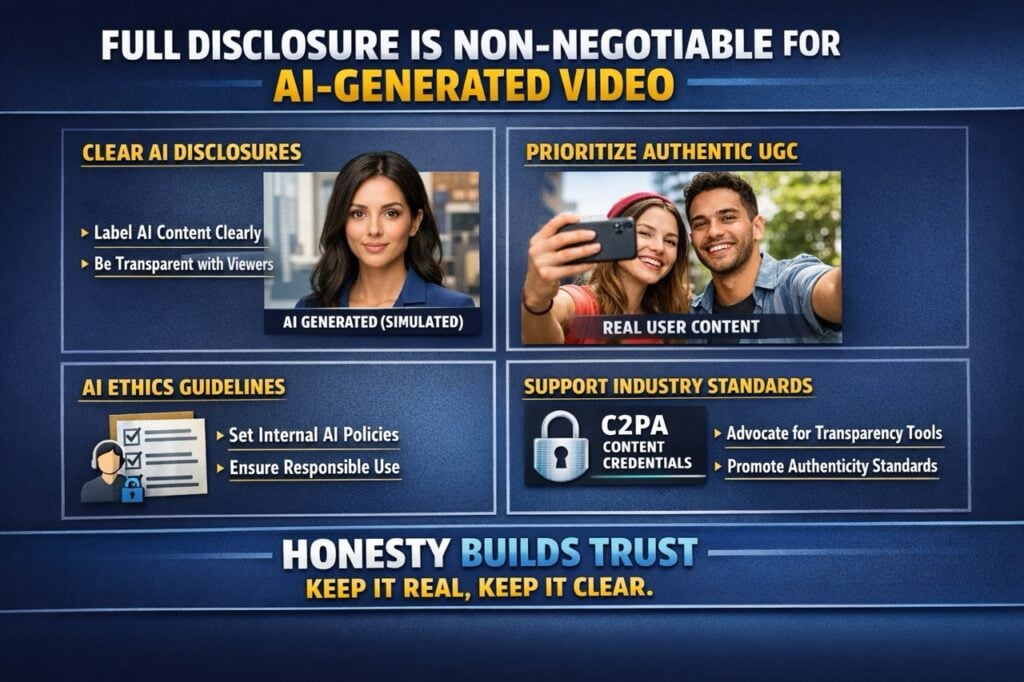 Full Disclosure is non-negotible for AI-Generated Videos Large - BrandLens Marketers guide to proper AI-Generated video disclosures