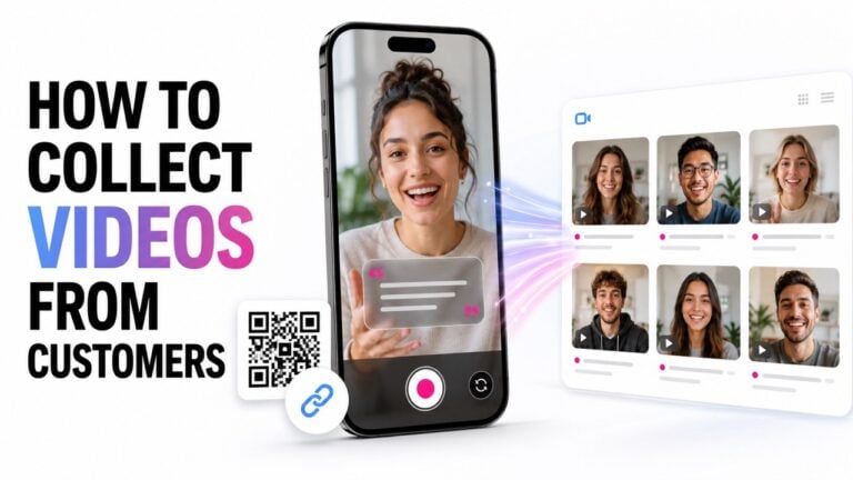 Image show show a girl in a video with text how to collect videos from customers